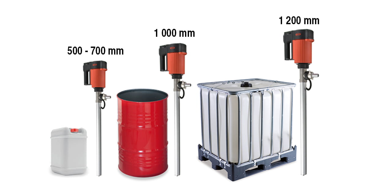 Ulike størrelser fatpumper fra Flux