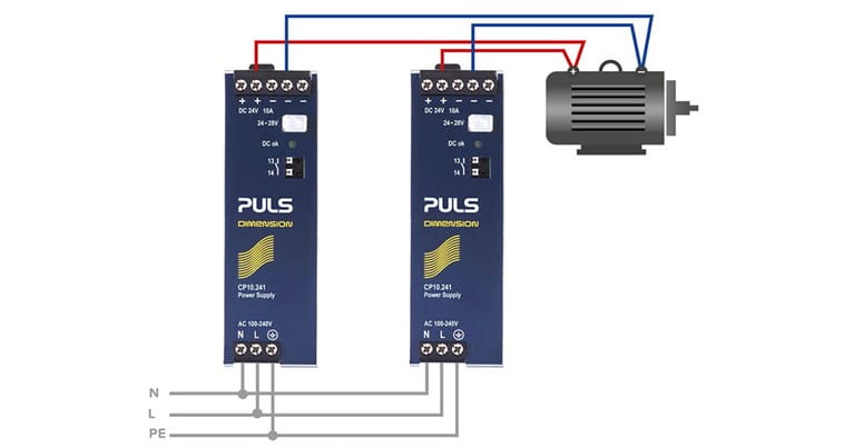 Enkel parallellkobling strømforsyninger fra Puls