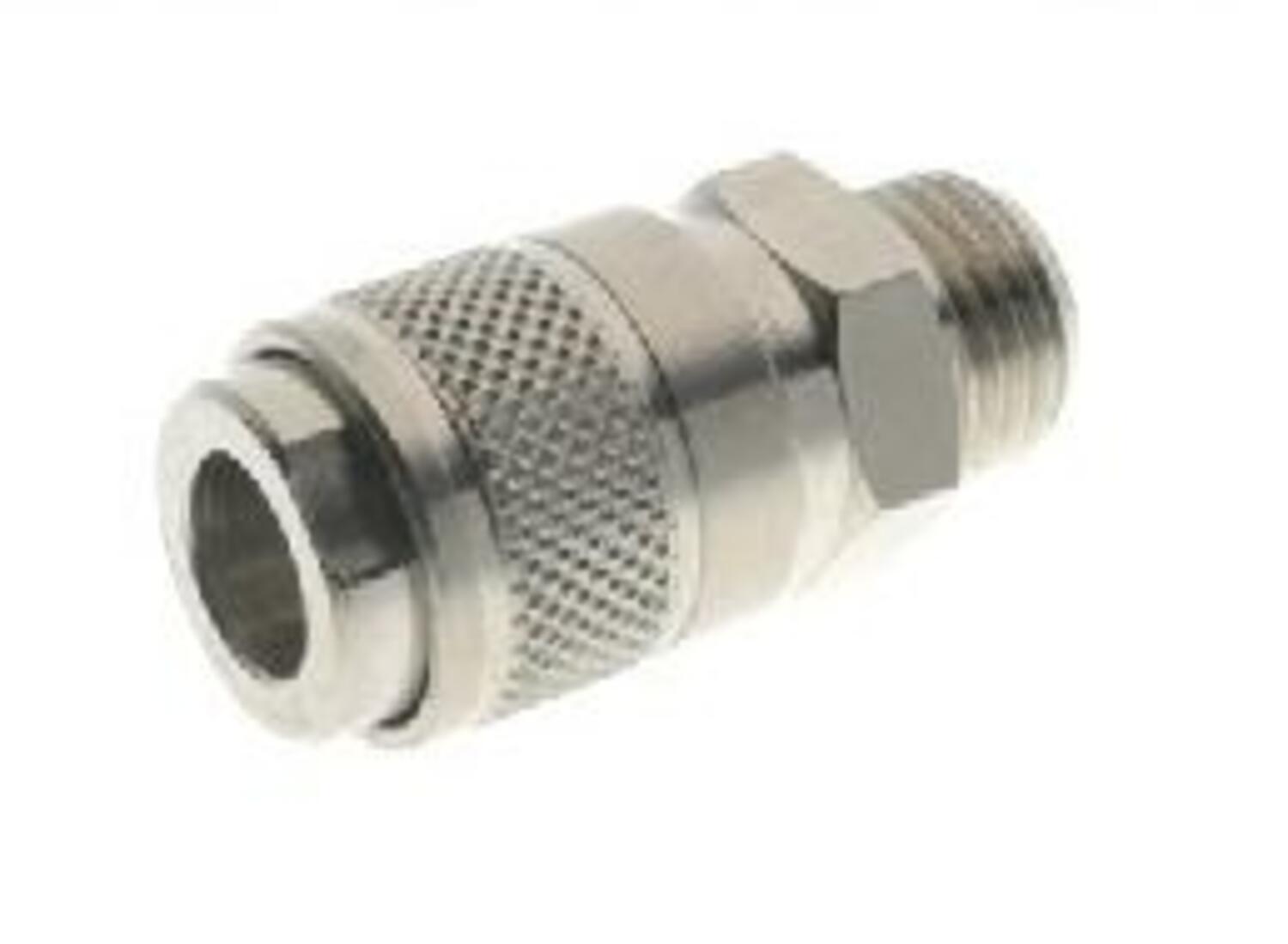 Bayonet coupling Mignon, female with clack valve, external tap