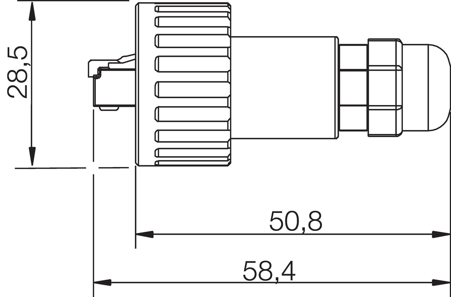 Contact without cabel, dimension
