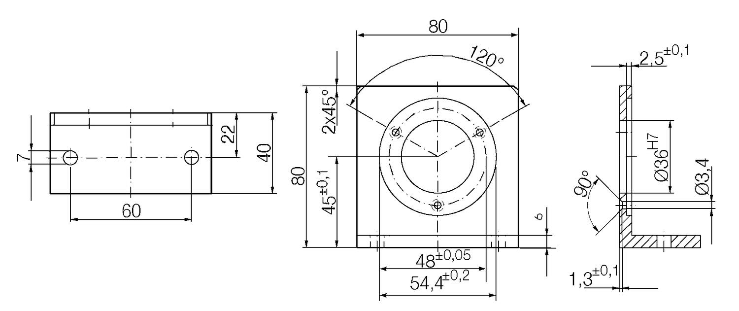 Dimensions. Angle bracket.