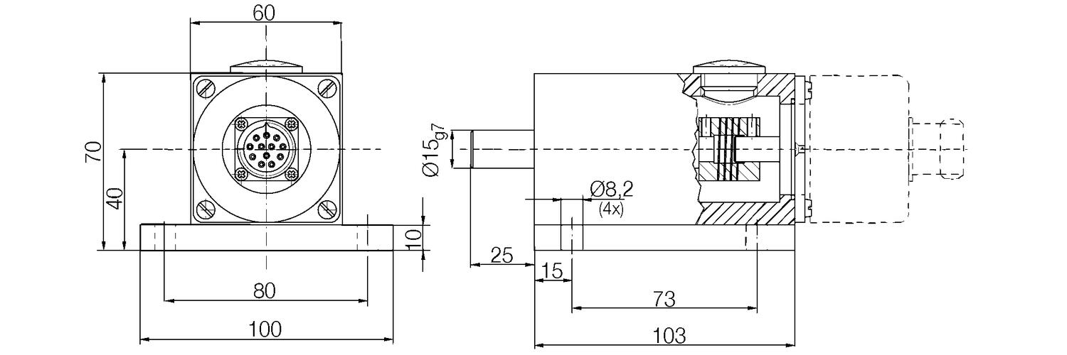 Dimensions. Bearing box for model 58XX.