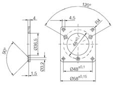 Dimensions. Square flange for model 58XX.