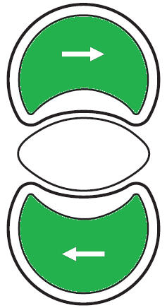 Dobbel trykknapp pil grønn