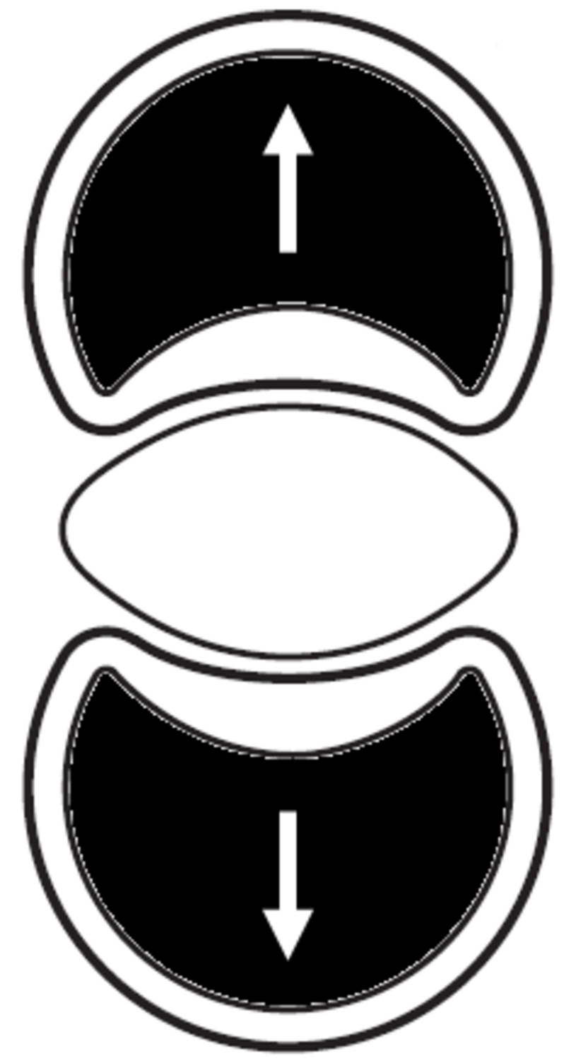 Dobbel trykknapp pil svart