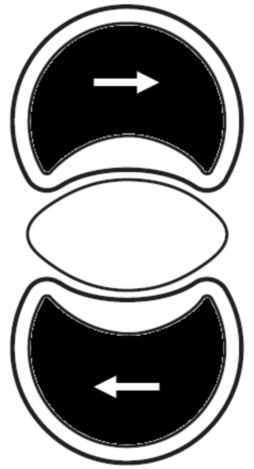 Dobbel trykknapp pil svart