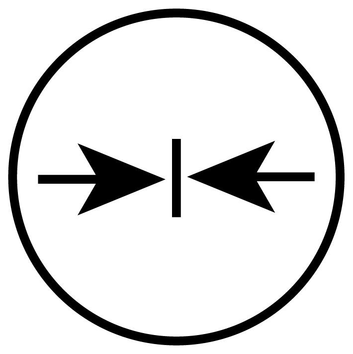 Hvit front til trykknapp pil