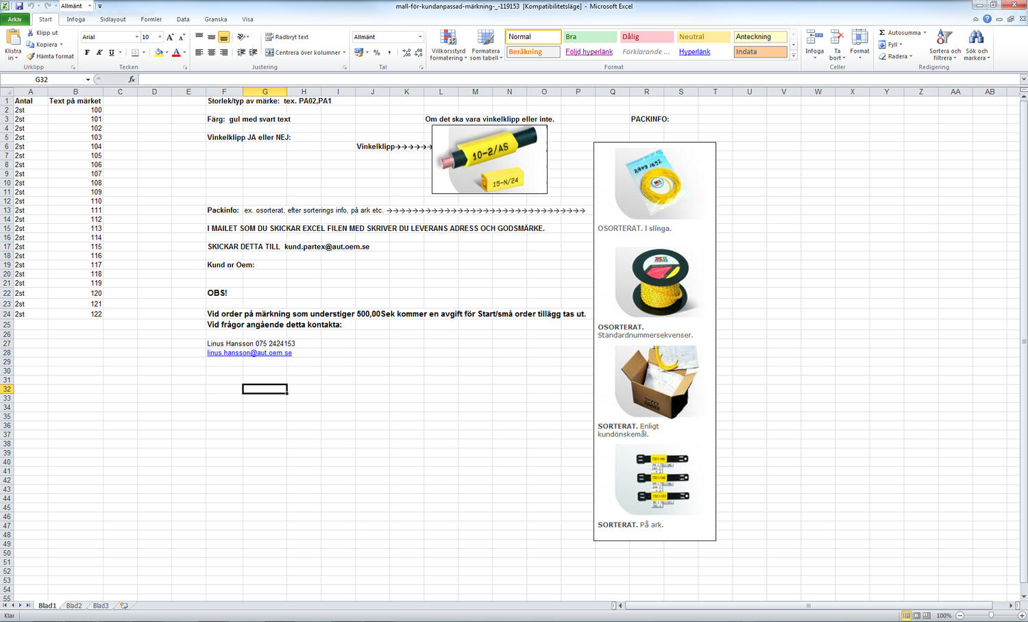 Kundetilpasset kabelmerking